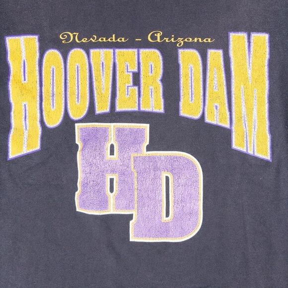 Vintage 1990s Hoover Dam 3D Print Shirt Large Single Stitch Black Arizona Nevada - Picture 3 of 9